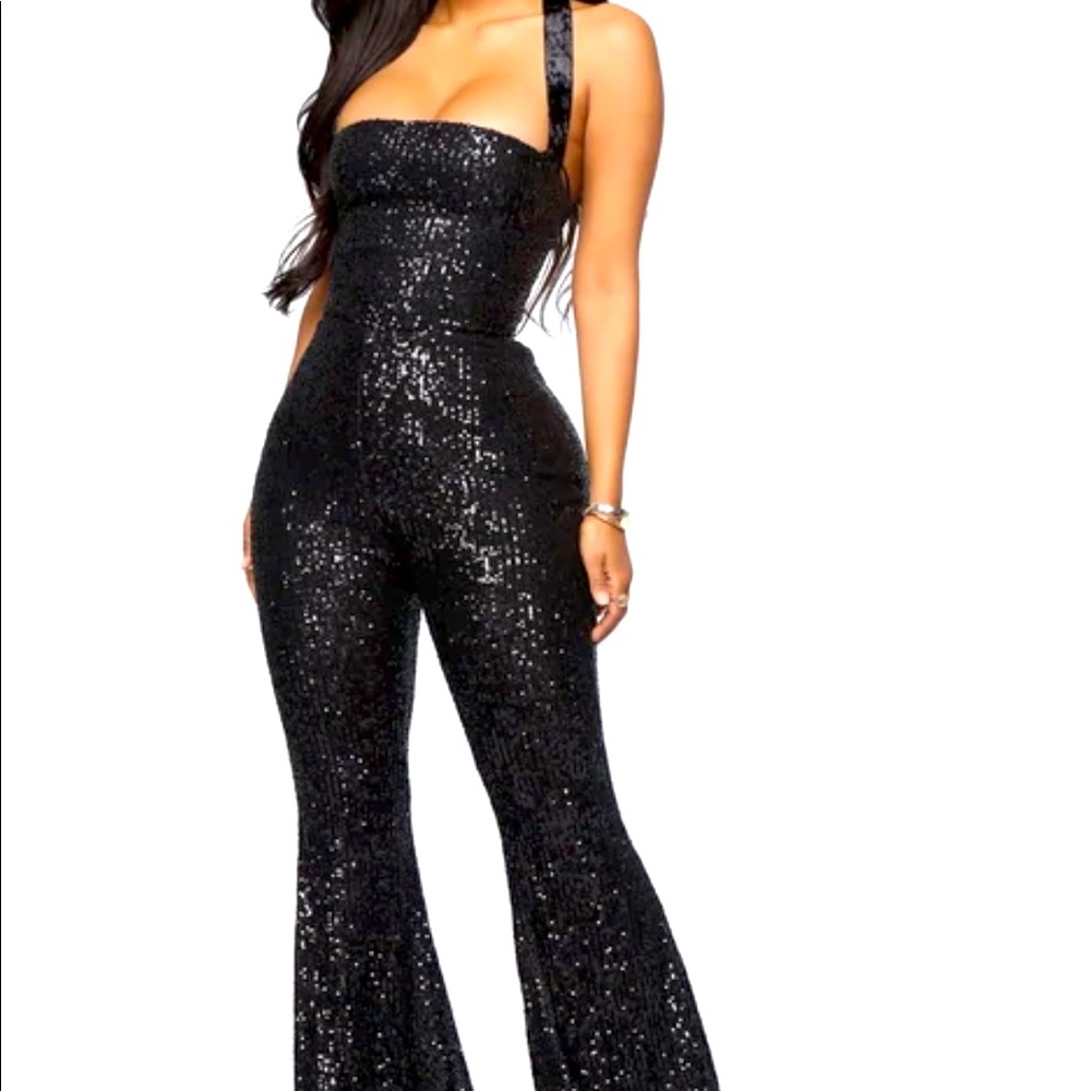 Sequin Flare Leg Jumpsuit